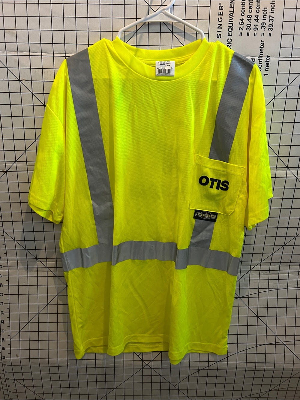 Hi-Vis Safety T-Shirt with OTIS Pocket Logo - Neon Yellow